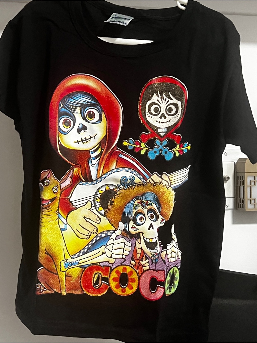 Kids Black 'Coco' Inspired Skeleton Hoodie Graphic Costume Tee